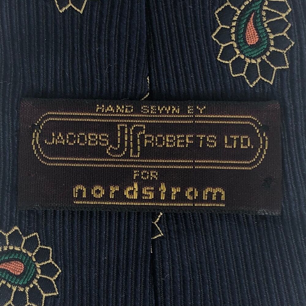 Navy Ribbed Paisley Tie - Picture 5 of 5